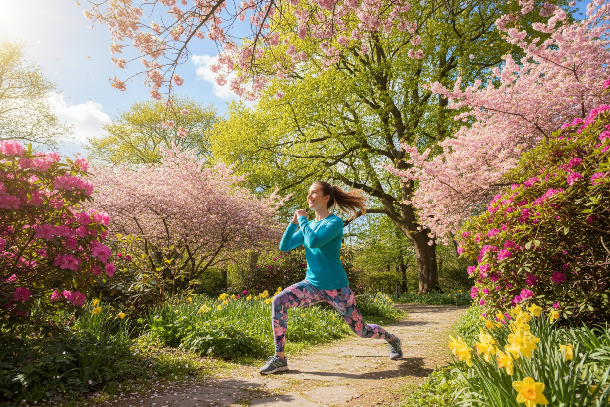 woman exercising in spring weather 